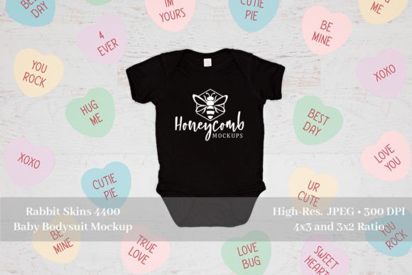 Baby Mockup, Rabbit Skins 4400 Black Graphics