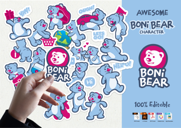 Boni Bear Characters: Graphics and Illustrations for Branding
