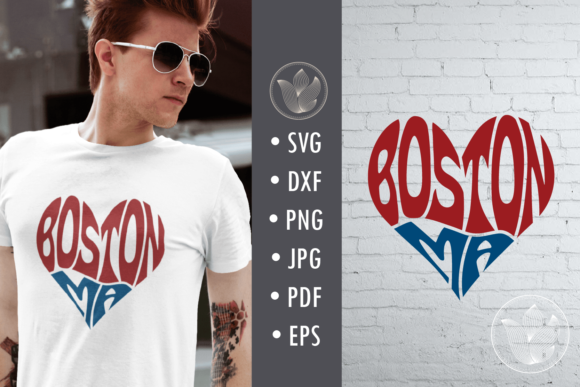 Boston MA SVG Cut File, Heart Shape