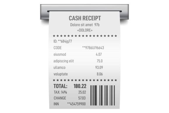Cash Receipt Mockup. Realistic Paper Che Graphics
