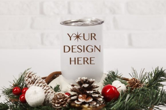 Christmas Wine Tumbler Mockup Graphics Mugs Amp