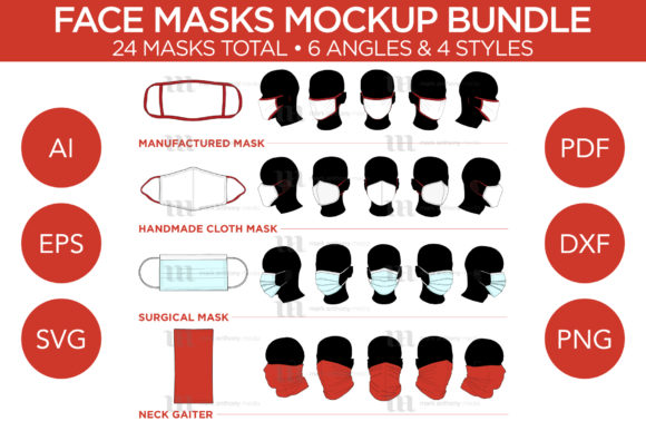Face Masks Neck Gaiter Bundle Mockups