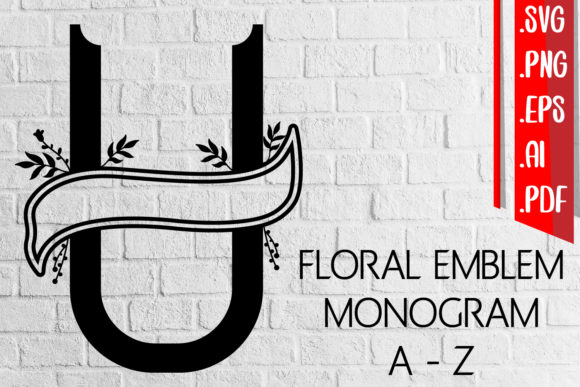 Floral Emblem Split Monogram Svg Ai Eps