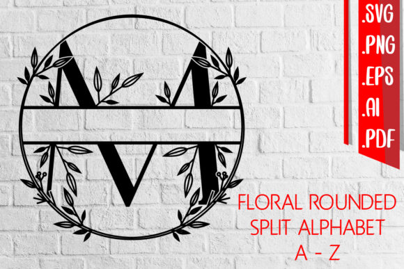 Floral Rounded Monogram Split Svg Eps Ai