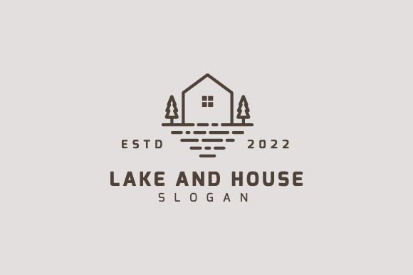 Lake And House Vintage Logo Design