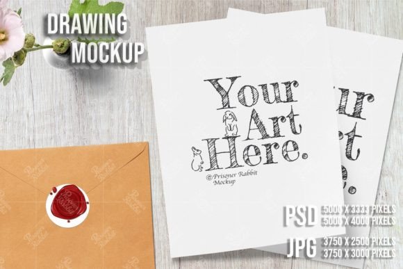 Large Drawing Pad Front Back Mockup