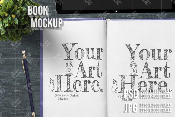 Notebook Vertical Double Page PSD Mockup