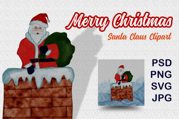 Santa Claus Digital Water Color Clipart