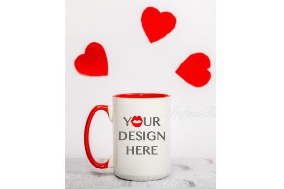Valentines Mug Mockup Red Handle 15 Oz Graphics