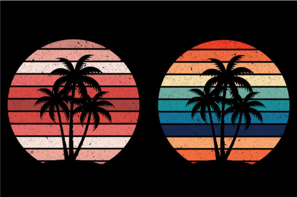 Vintage Retro Sunset Palm Tree, Witch Graphics