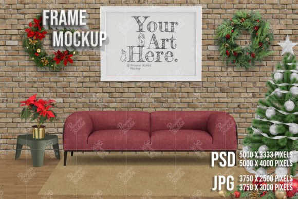 Wall Art Mockup for Christmas Template Graphics