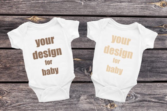 White Baby Bodysuit Mockup Flat Blank Graphics